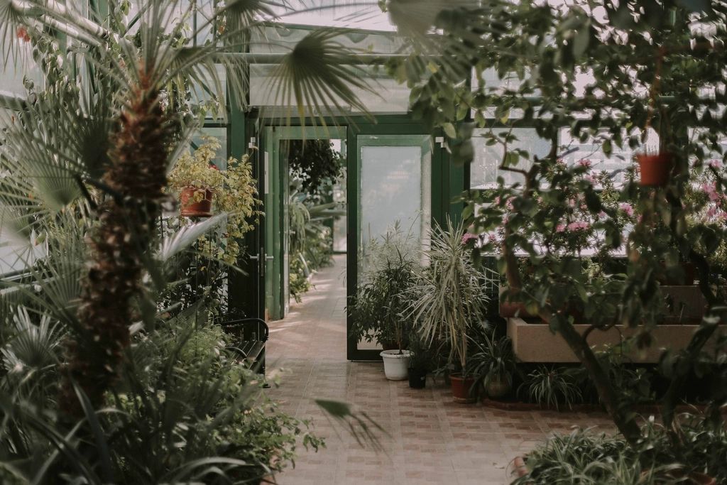 The planted gardens on the grounds